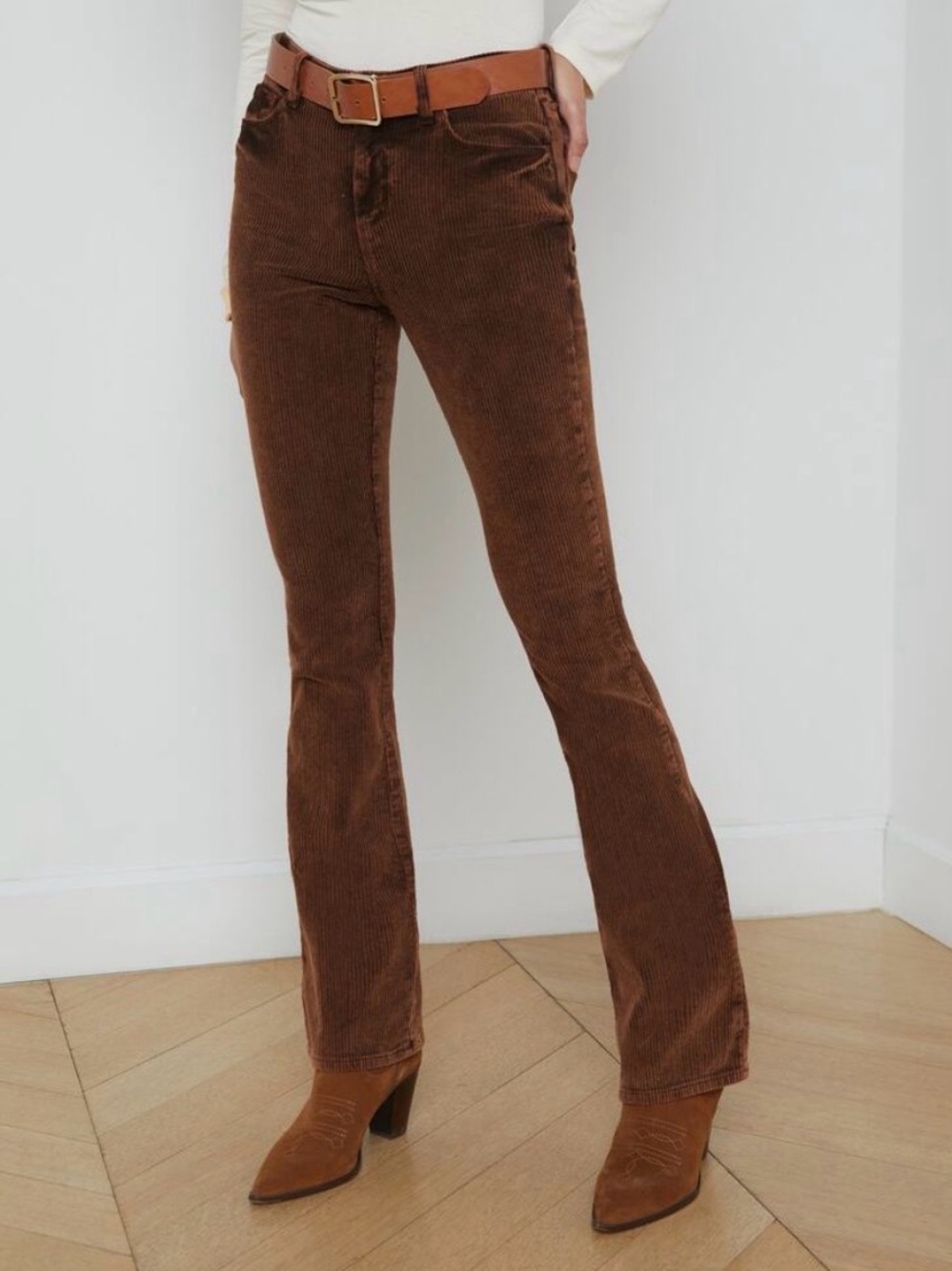 L'AGENCE Stevie Corduroy Bootcut Pants 26 Saddle Brown Western Boho Cowgirl Cute